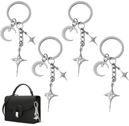 LYSPBAO Y2K Stern Schlüsselanhänger, Keychain, 2 Stück Edelstahl-Schlüsselanhänger - Hochwertig & Elegant, Kirschanhänger Cute Keychain Lucky Bag Charms für Damen und Mädchen
