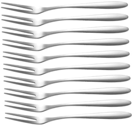 iplusmile 12 Pezzi forchetta da frutta Forchette a 2 punte Mini forchette di granchio forchette in acciaio inossidabile a 2 Forche di pesce acciaio inossidabile 304 Argento
