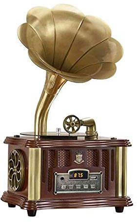 ZJFHEYUO Giradischi retrò con Altoparlante Bluetooth, Ingresso AUX, Porta USB per unità Flash, Giradischi grammofono Vintage per la Decorazione della casa