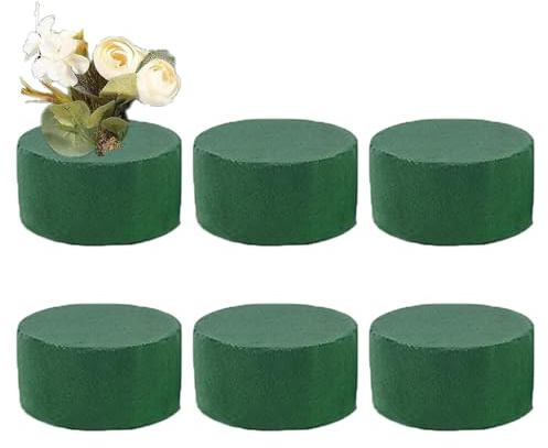 Yulokdwi Bloc Mousse Florale, 6 Briques Rondes en Mousse Verte pour Fleurs Sèches Et Humides, Blocs De Mousses Ronds pour Fleuristes, Fleurs Vertes Sèches Humides pour La Maison Les Mariages