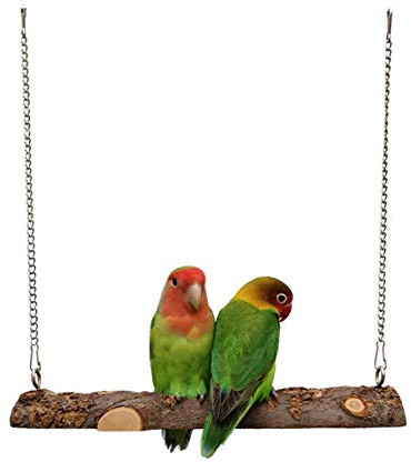 Altalena per uccelli in legno naturale, piccolo trespolo per parrocchetti, calopsitte, conuri, piccioncini, canarini, ideale per gabbie per uccelli di medie e piccole dimensioni