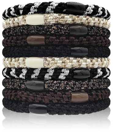 Kisvic Haargummis Damen, 10 Stück Mode Geflochtene Hair Ties, Elastische Haarbänder Mehrfarbigen für Frauen/Mädchen/Kinder,Dickes und Lockiges Haar (Taupe)