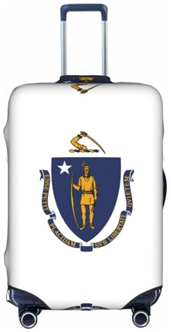 Aubnva Copertura per bagagli da viaggio lavabile con stampa bandiera dello stato del Massachusetts, protezione personalizzata per viaggi d'affari e tempo libero, bianco, M