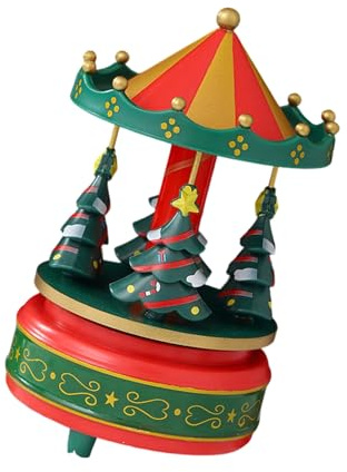 Caja de música giratoria para árbol de Navidad sin batería, con movimientos mecánicos suaves, adorno musical de manivela, regalo mecánico para árbol de Navidad, caja de música