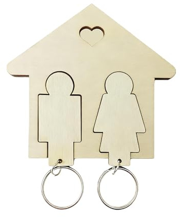 Pevlkawr Porte Clef Couple en Bois Cadeau Noce De Bois Porte Clé Mural Porte Cle Couple Cadeau Crémaillère Cadeaus Noce Pour Porte-clés Mura