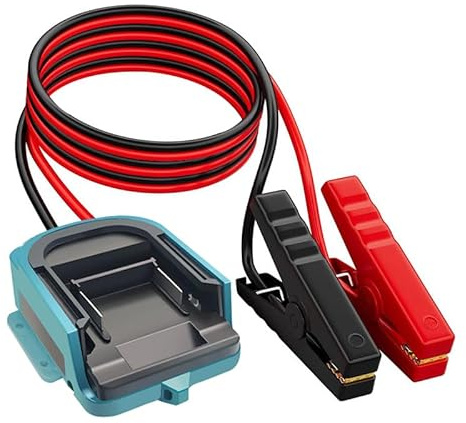 Jumper Cables Adapter Compatible with Ma-kita 18V Battery, 8AWG 2FT Portable Battery Jump Starter Automotive Booster Cables Power for Car Jump Starting Using Tool