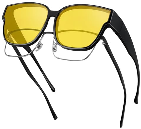 MELLIEX Lunettes Conduite de Nuit Polarisées, Surlunettes Conduite de Nuit Tendance Anti-éblouissement Protection UV 400 Homme Femme pour Conduite, Pêche, Vélo