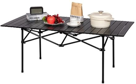FURNITABLE Eisen Klappbarer Camping Tisch, Klapptisch für Garten, Outdoor Beistelltisch Faltbar, Ultraleicht, Campingtisch, Gartentisch, Picknicktisch 94x55X49cm