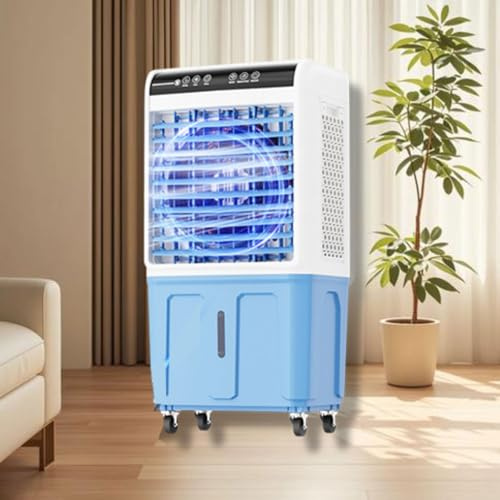 Enfriador de aire evaporativo portátil, uso en interiores y exteriores, 3 ajustes de velocidad, tanque de agua grande, oscilación de 120°, ventilador de refrigeración de bajo ruido