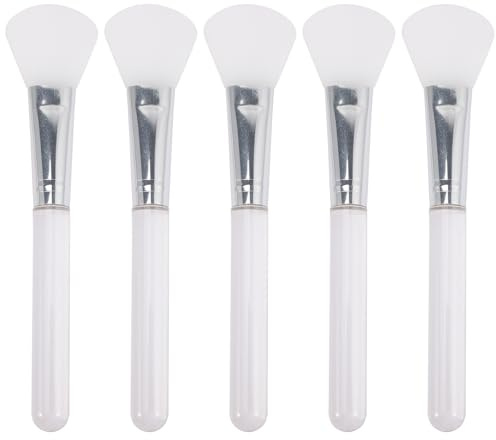 HOMSFOU Brochas Aplicadoras de Silicona para Mascarilla Facial 5 Piezas, Pinceles Transparentes en Forma de Abanico, Suaves y Reutilizables para Cuidado Piel y Aplicación Uniforme