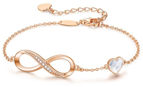 Infinity Armband Damen 925 Sterling Silber Geschenke für Frauen | Unendlichkeit Herz Armbänder Armkette Rosegold or Edelstahl Geburtstags Weihnachten Geschenk für Sie Frauen Freundin mama