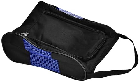 Haofy Golfskoväska Nylon Bärbar Skoväska 32,5 X 22 X 12 Cm med Ventilerande Mesh Dubbel Dragkedja för Golfresor Gym Sport Män och Damer (Svart Blå)