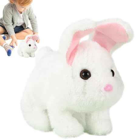 Animale Domestico Interattivo Coniglio Camminante con Suoni | Peluche Interattivo a Forma di Coniglio Per Bambini Ragazze E Ragazzi Ideale Per Compleanno Natale E Pasqua