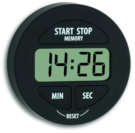TFA Dostmann Digitaler Timer und Stoppuhr, 38.2022.01, klein und handlich, magnetisch, mit Memory-Funktion, schwarz,L 55 x B 17 x H 55 mm