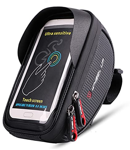 XPhonew Bike Handlebar Bag, Bicycle Phone Mount, Waterproof Cycling Frame Top Tube Pouch Pannier Bike Phone Holder Stand for iPhone 16 15 14 13 12 11 Pro Max XS 8 Plus Samsung Smartphones up to 6.5''