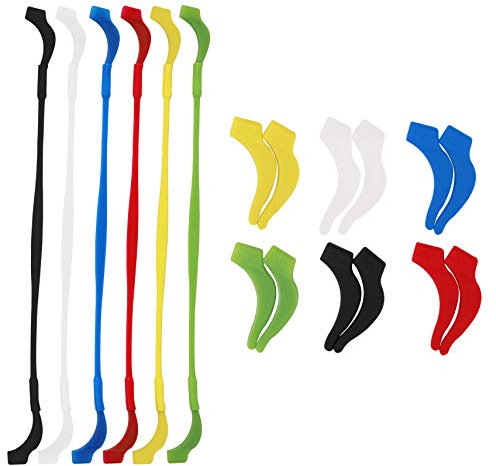 Lunettes Sangle avec Crochets Oreille Silicone Anti Slip Sports Bande Cordon pour Enfant Ado Homme Femme Multicolore 6 Pièces