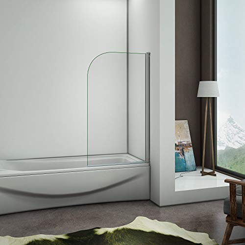 Sopravasca Parete Per Vasca Girevole 180 Gradi in Vetro Temperato 5mm Trasparente Telaio Cromo Lucido 70x130cm