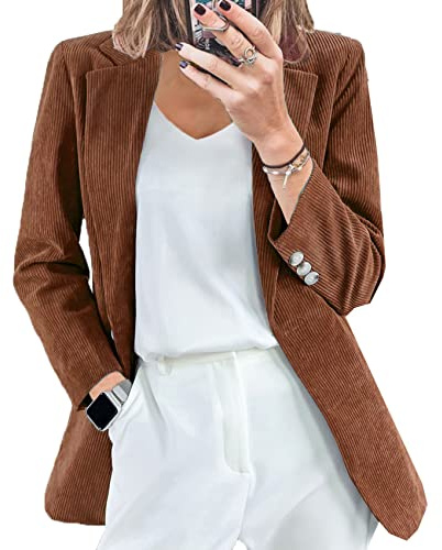 LAZIRO OtoñO E Invierno SeñOras Nueva Pana CáRdigan Temperamento Slim Color SóLido Casual Traje Cuello Chaqueta PequeñO Traje Profesional