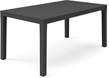 duehome Mesa Fija Exterior, Mesa Polipropileno, Mesa Comedor Outdoor, Modelo Ohana, Acabado en Antracita, Medidas: 138 cm (Largo) x 78 cm (Ancho) x 72 cm (Alto)