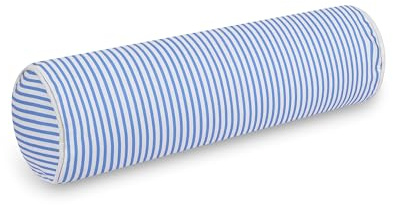 Hofdeco Premium Coastal Patio Indoor Outdoor Bolster Pillow Cover Only, 6x20 Water Repellent for Backyard, Couch, Cornflower Blue Stripe