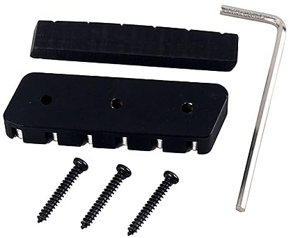 Toyvian Kopflose Gitarre 6-saiten Klemmsattel mit Kamelknochen Schwarz für E-gitarre Sichere Saitenfixierung und Stimmstabilität