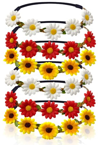 FUIPVGI 6 Piezas Corona de Flores Diadema de Margaritas, Garland Bohemia Flores para Mujer o Niñas (Multicolor)