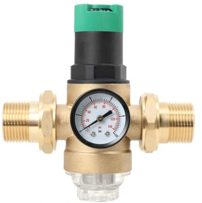 TABODD Druckminderer Wasser 1 zoll DN25 mit Manometer, Wasserdruckminderer Mit Wasserdruckmesser Und Mesh Filter, Wasser üBerdruckventil Aus Messing zur Regulierung des Wasserdrucks