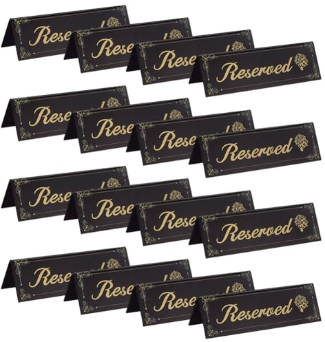 OLYCRAFT 10 Stück „Tisch Reserviert“ Schilder 14.5x4.7x4.2cm Schwarze Acryl Reservierungsschild Doppelseitiges Tischzeltschild Mit Goldenen Worten Für Hochzeitsrestaurant Büros Besprechungsstühle