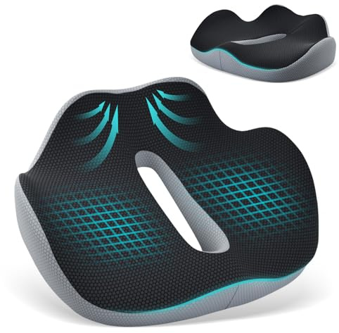 Cojin Ergonomico Silla Oficina, XXL, 50x40x10cm, Cojin Coxis Ortopedico con Asa Agujero, Cojín Antiescaras, Transpirable, Cojines para Hemorroides Sillas Comedor Cocina Asiento Coche Alivio Ciática