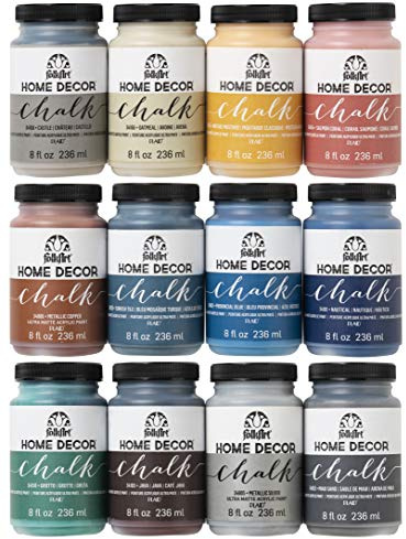 FolkArt Home Decor Ultra Matte Chalk Finish Acrylic Craft Paint Set Formulated for No-Prep Application, Designed for Beginners and Artists 8 Fl Oz (Pack of 12)