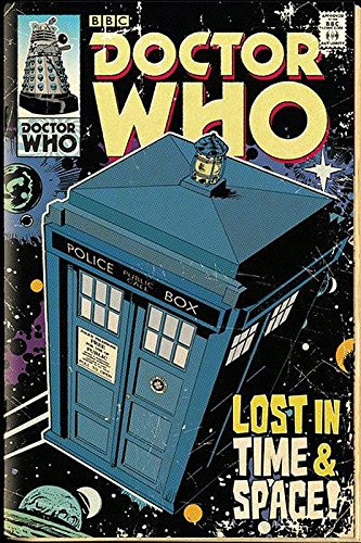 DOCTOR WHO Poster Tardis Comic (61cm x 91,5cm) + 2 St. transparente Posterleisten mit Aufhängung