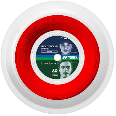 Yonex Unisex – Erwachsene Poly Tour Fire Tennis-Saite, rot-Rot/Rot, 1.2 mm/200 m