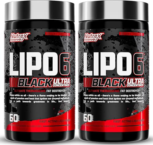 Nutrex Research Lipo-6 Black Ultra Concentrate Thermogenic Fat Burner Supplement, Increase Weight Loss, Energy & Intense Focus 120 Diet Pills