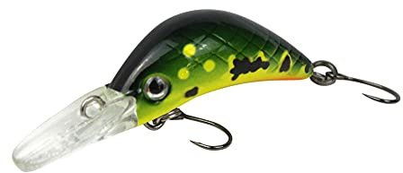 FTM Masu Security Wobbler 3cm 1, 6g - Forellenwobbler zum Spinnfischen auf Forellen, Forellenköder, Crankbait zum Forellenangeln, Farbe:grün-gelb gesprenkelt UV