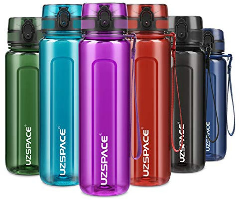 UZSPACE Trinkflasche 500ml / 750ml / 1000ml, Trinkflasche Kinder Auslaufsicher, BPA-frei & Tritan Wasserflasche für fahrrad, fitness,Outdoor