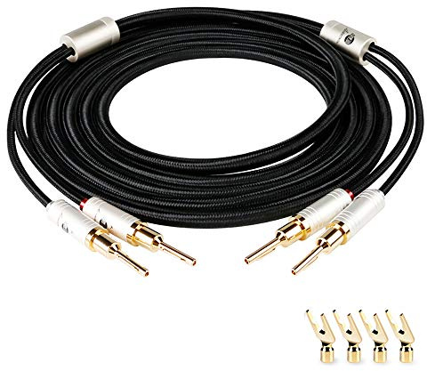 BOAACOUSTIC JIB Cavo per altoparlanti, Cavi Audio per Casse Altoparlante Cavo Diffusori hifi Alta Qualita 4N OFC, con connettore a banana convertibile placcato oro (2.5m / 2 cavi)