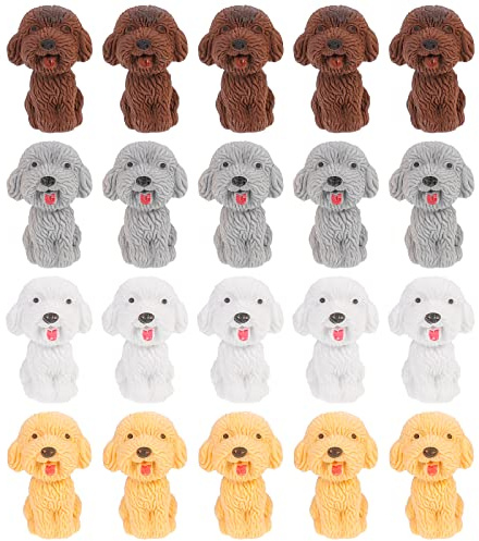 NUOBESTY Niedliche Hund Radiergummis 20 Stück Mini Radiergummi Set Für Kinder Schule Schreibwaren Geschenk