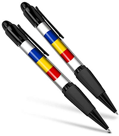 Destination Vinyl ltd Beautiful and comfortable Set of 2 Matching Pens - Romania Flag Romanian Travel #9097