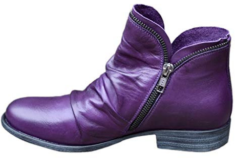Stiefel Frauen Mode Casual Retro Solid Colors Kurzer Knöchel Reißverschluss Schuhe (41,Lila)