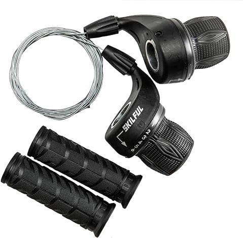 MEGHNA Bicycle 18 Speed Shifter Twist Shifter Lever 3x6 Speed Grip Shift Left and Right Shifter Mountain Bike Commuter Bike Folding Bike Gear Grip Shift with Grips(Pair)