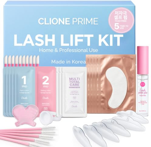Korean Lash Lift Kit - 5 Sets At Home Eyelash Perm Kit with Upgraded Glue, Eyelash Lift, DIY Lash Perm Easy for Beginner & Professional, Semi Permanent Perming Wave Suitable For Salon & Home