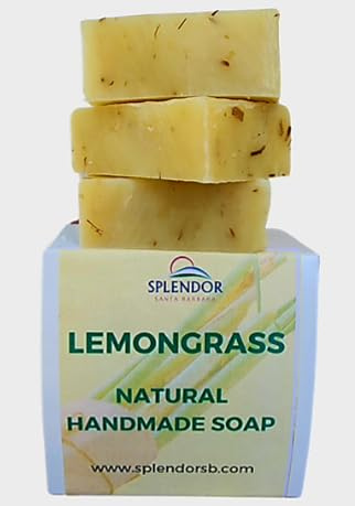 Splendor Lemongrass Herbal Essential Oil Soap – Exfoliating Natural Soap Bar, Cold Process, Vegan, Handmade in USA, Gentle Skin Cleanser for Face & Body