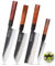 WILDMOK 4 pièces ensemble de couteaux de cuisine couteau de chef couteau Santoku couteau Nakiri couteau utilitaire - 3 couches 9CR18MOV lame en acier allié