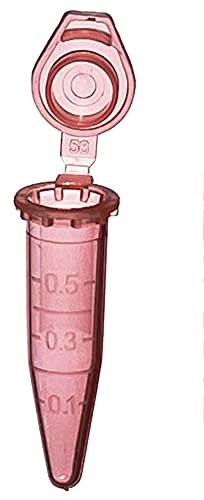 MUHWA Lot de 1000 microtubes à centrifuger gradués en polypropylène avec capuchon à clipser Rouge Contenance de 0,5 ml
