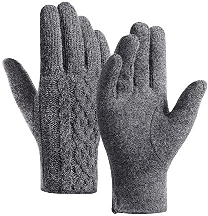 NICEYEA Herren Damen Wolle Warm Fingerhandschuhe Strick Touchscreen Handschuhe Winterhandschuhe mit Warme Fleece Futter Sporthandschuhe Winter Dicke Warme Gefüttert Smart Schreiben SMS Handschuhe