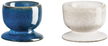 WESTCRAFT Das perfekte Duo - Paar Eierbecher Set für 2, für Sie und Ihn, Breakfast Egg Cup Holder Set aus Porzellan, Keramik oder Steingut Eierständer (Ocean)