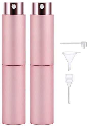 Segbeauty Atomizador Perfume Recargable, 2 Piezas 10ml Contenedor de Perfume de Viaje, Rosa Pulverizador Pequeño para Viajes Vacacione, Aviación