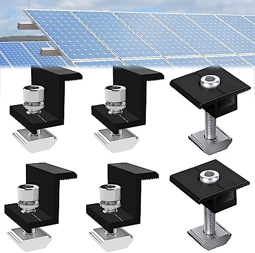 2 Stück Solarpanel Mittelklemmen und 4 Stück Solar Panel Z Halterungen 30mm Solarmodul Halterung Solarmodule Halterung Klemmen PV Modul Halterung für Gerahmte Panels Wohnmobile Wände Schwarz