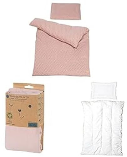 roba Kinderbettwäsche Lil Planet 100 x 135 cm - 2-teiliges Bettwäsche Set - Bio Baumwolle Rosa/Mauve + Spannbettlaken + Kindersteppbett - Kinder Bettdecke 100 x 135 cm + Kissen 40 x 60 cm