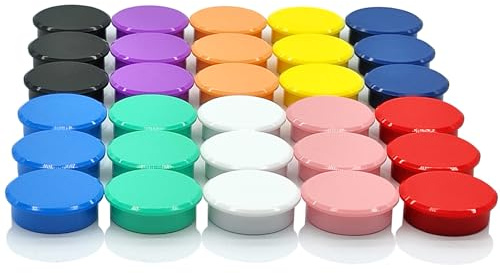 PYJLBX Magnete für Magnettafel, Stark, Kühlschrank, 30 Stück, Mini Klein Bunt Rund, für Whiteboard, Magnetwand - 10 Farben